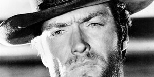 Clint Eastwood mit Cowboyhut.