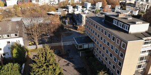 Blick auf das leerstehende Bürogebäude in Gelsenkirchen