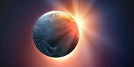 Sonnenaufgang hinter dem Planeten Erde