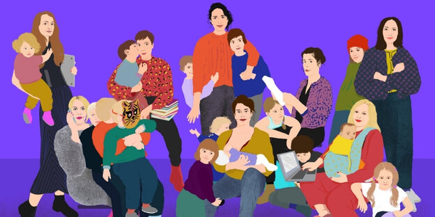 Eine Illustration von Frauen mit Kindern