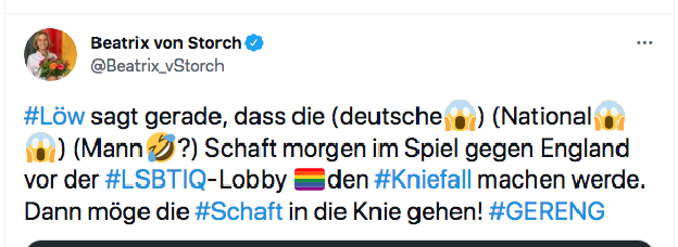 Ein Tweet der AfD-Politikerin Beatrix von Storch Ein Tweet der AfD-Politikerin Beatrix von Storch