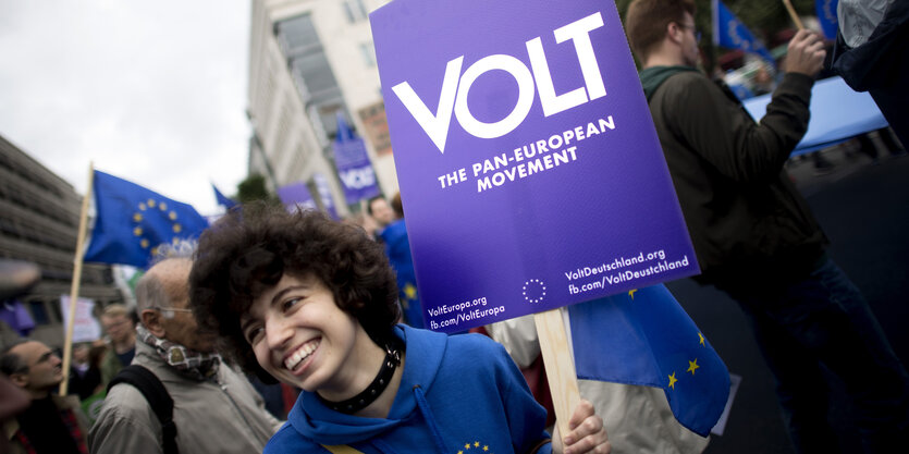 Demonstration der Partei Volt 2018