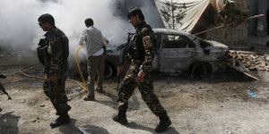 Afghanische Soldaten nach einem Angriff