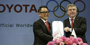 IOC-Chef Thomas Bach und Toyota-Boss Toyoda
