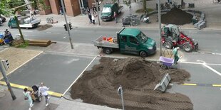 Sand und Erde auf der Bremer Martinistraße