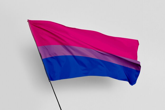 Flagge mit Querstreifen pink lila blau