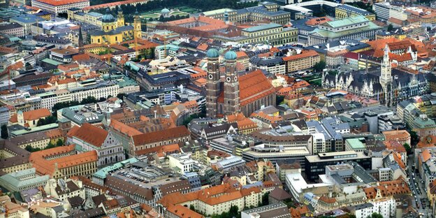 Luftbild Altstadt München mit Frauenkirche