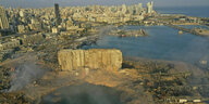 Drohnenaufnahme auf Beirut nach der Explosion