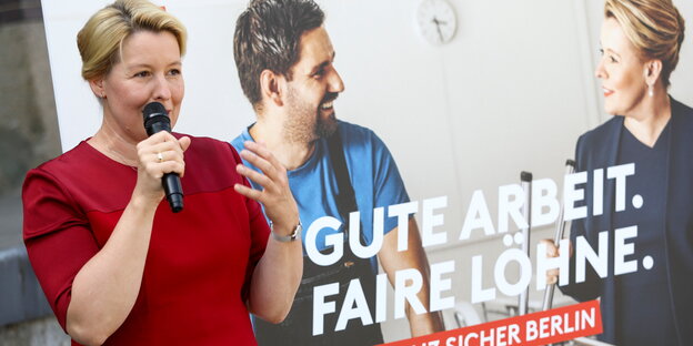 Franziska Giffey auf einem Wahlplakat