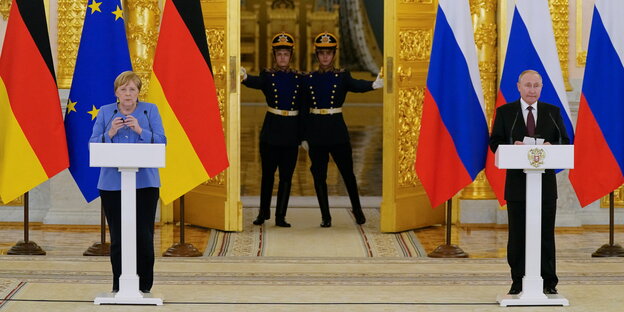 Kanzlerin Merkel und Präsident Putin.