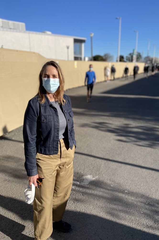 Anke Richter mit Maske