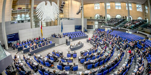 Plenarsaal während einer Sitzung des Deutschen Bundestages