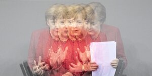 Mehrere Ausschnitte von Angela Merkel, zu einem Bild zusammengefügt.