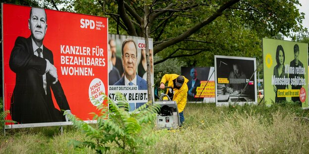 Wahlplakate von SPD, CDU und Grünen