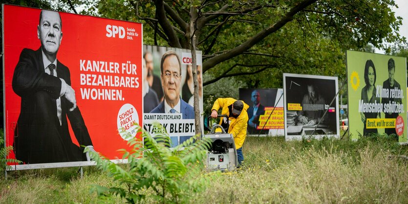 Wahlplakate von SPD, CDU und Grünen