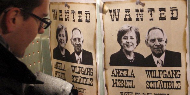 Steckbrief mit Merkel und Schäuble