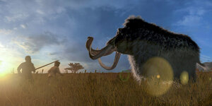Mammut mit Jägern