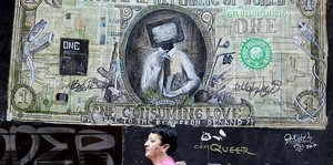 Graffiti einer Dollar-Note