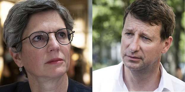 Portraits der beiden Grünen Spitzenkandidaten un Kandidatinnen in Frankreich
