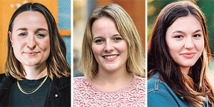 Portraits der jungen Politikerinnen Anna Paters, Jessica Rosenthal und Clara Büttner
