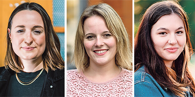 Portraits der jungen Politikerinnen Anna Paters, Jessica Rosenthal und Clara Büttner