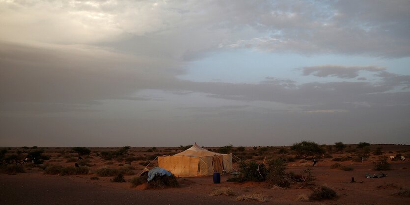 Landschaft mit Zelt in der Wesstsahara