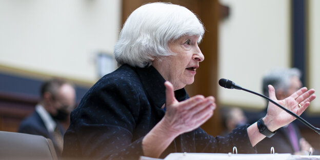 Finanzministerin Janet Yellen spricht während einer Anhörung des House Financial Services Committee auf dem Capitol Hill
