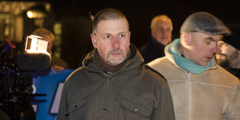 Götz Kubitschek bei einer Demonstration.