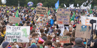 Menschen demonstrieren für mehr Klimaschutz