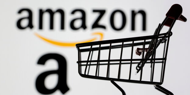 Das Logo eine Einkaufswagens mit Amazon-Logo