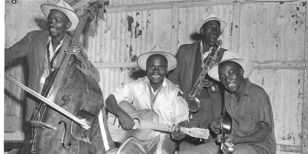 Eine Band von vier schwarzen Musiker, undatiertes Schwarzweißfoto