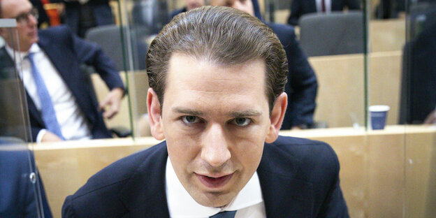 Der österreichische Ex-Kanzler Kurz mit diabolischem Blick
