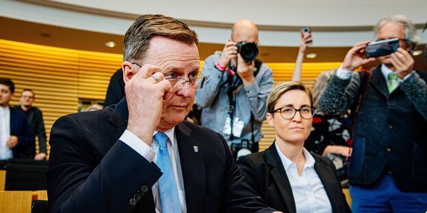 Bodo Ramelow und Susanne Hennig-Wellsow im Thüringer Landtag