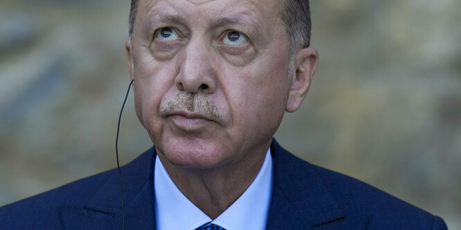 Erdogan blickt nach oben