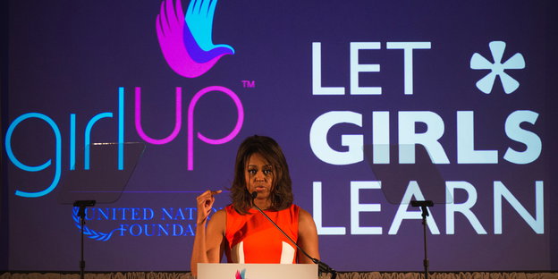 Michelle Obama spricht auf einer UN-Konferenz zur Förderung junger Frauen