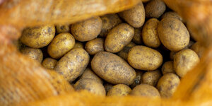 Ein Blick in einen Sack Kartoffeln