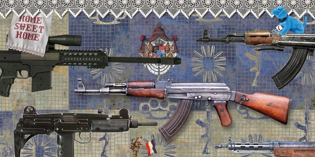 Illustration Schusswaffen, Sturmgewehre, Maschinenpistolen