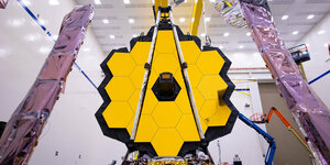 Das James Webb-Weltraumteleskop mit seinem auffälligen Primärspiegel im Goddard Space Flight Center, Maryland