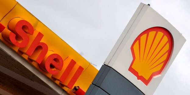 Firmenlogo des Ölkonzerns Shell, eine gelbe Muschel
