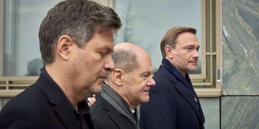 Robert Habeck, Olaf Scholz und Christian Lindner im Profil