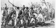 Kampfszene aus Haiti, Stich von 1803