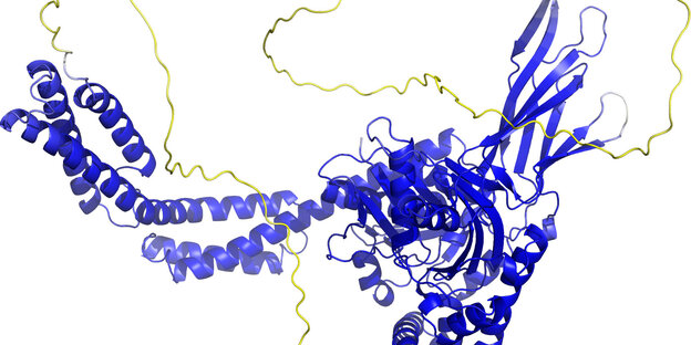 Eine dreidimensionale Darstellung von Proteinen, die aussehen, wie alte Telefonkabel