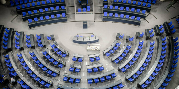 Der leere Plenarsaal des deutschen Bundestages
