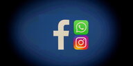 Die Logos von Facebook, Instagram und Whatsapp