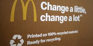 McDonalds-Werbund, die für Recycling wirbt