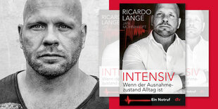 Links der Autor des Bildes, rechts das Cover des Buches