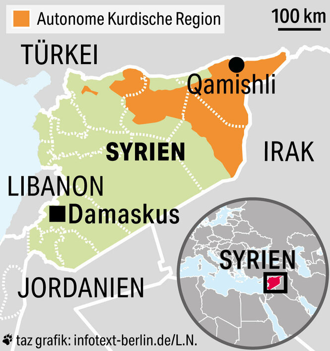 Die Karte Nordostsyriens