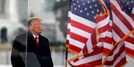 US-Präsident Donald Trump steht neben einer US-Flagge