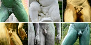 Penisse an Skulpturen in Hannover