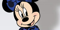 Minnie Mouse im blau-schwarzen Hosenanzug